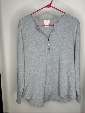 Cozy Heather Gray Long Sleeve Henley Top